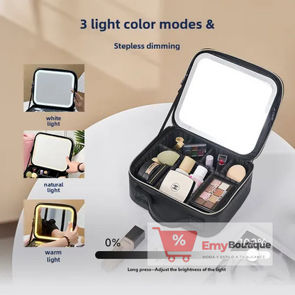 Cosmetiquera Profesional con Espejo LED